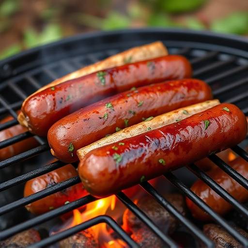 Boerewors sausage coiled on a braai grill, ready to be served.