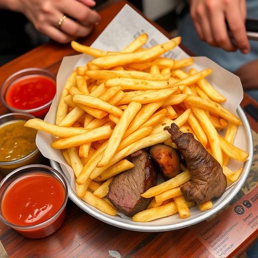 Delicious Gatsby overflowing with chips, meat, and sauces, a Cape Town street food staple