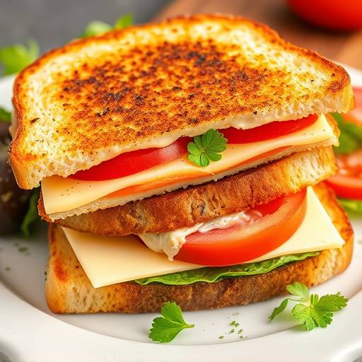 Image of toasted sandwiches (toasties) with cheese and tomato filling served with a side salad